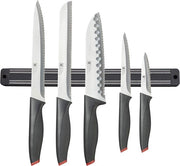 Set di Coltelli da Cucina con Rullo Magnetico - 5 pezzi - Acciaio Inossidabile, Copertura Protettiva Nera con Parassole