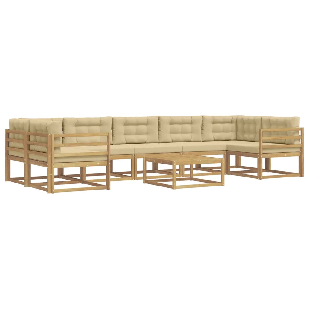 Set di divani da esterno con cuscino 6 pcs Bianco e Beige