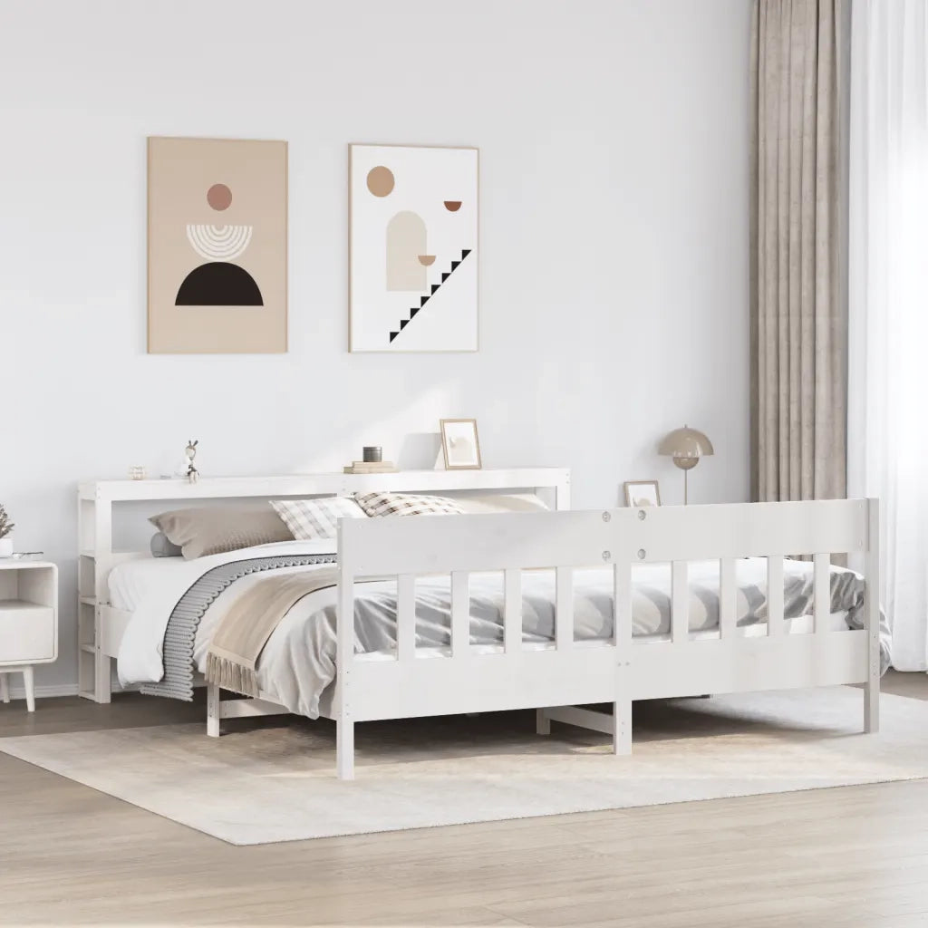 Letto senza Materasso Bianco 180x200 cm Legno Massello di Pino 3306256