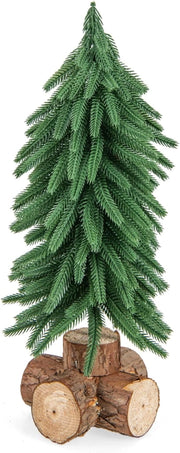 Albero di Natale da Tavolo da 40 cm, Mini Albero di Natale Artificiale con 200 Punte e Base in Legno Massello, Mini Albero di Natale da Tavolo per Casa, Ufficio e Negozio
