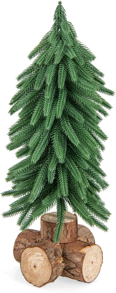 Albero di Natale da Tavolo da 40 cm, Mini Albero di Natale Artificiale con 200 Punte e Base in Legno Massello, Mini Albero di Natale da Tavolo per Casa, Ufficio e Negozio