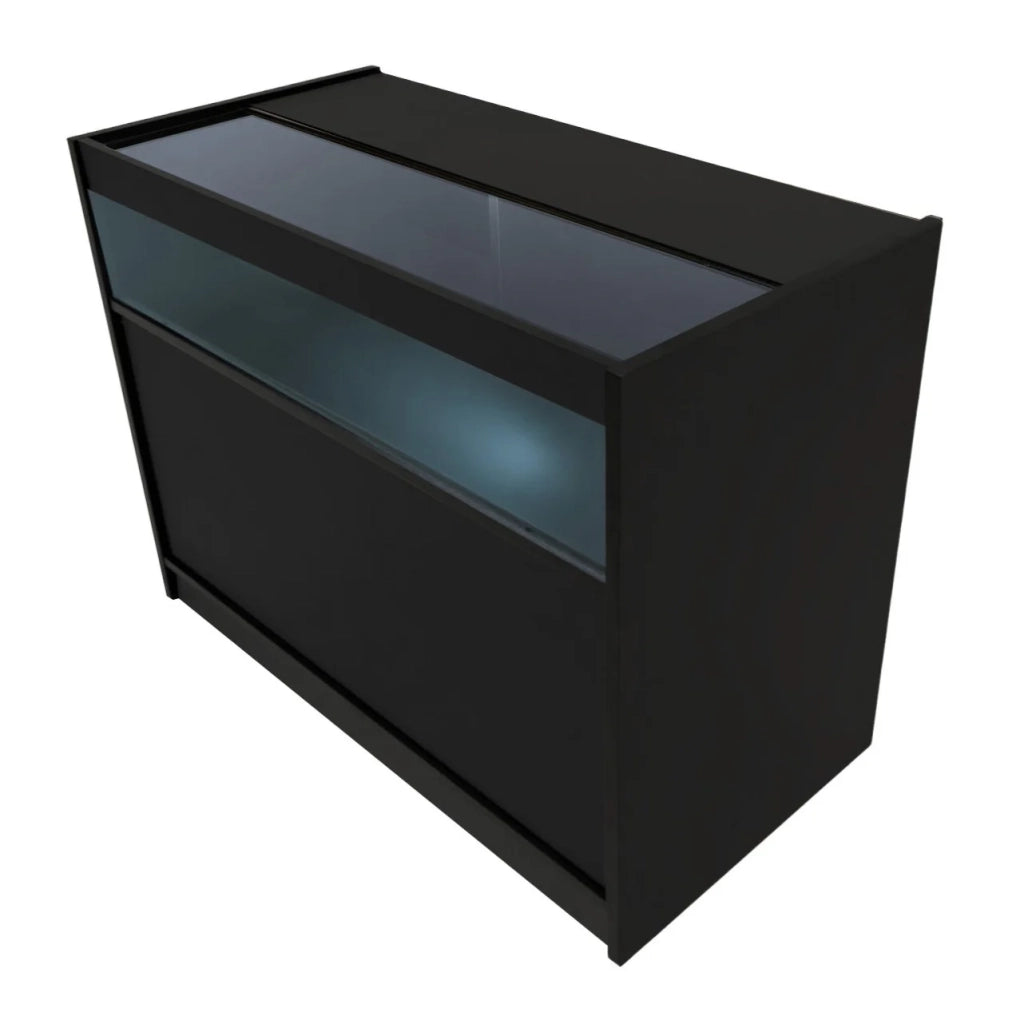 Bancone LED B1200 Nero con 1 Ripiano a Vista e 2 Chiusi