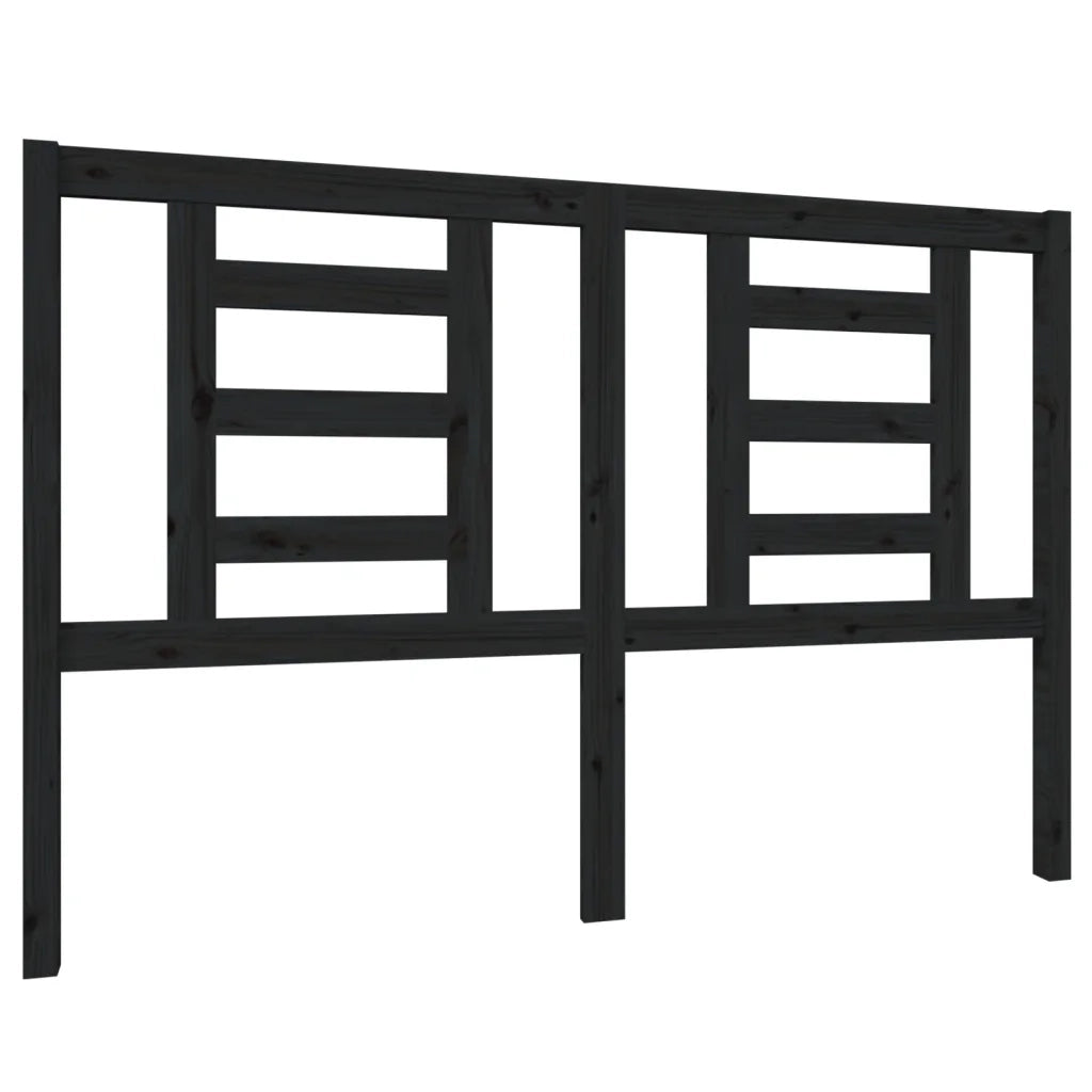 Testiera per Letto-Testata-Testiera Decorativa Nera 146x4x100 cm in Legno Massello di Pino 363584