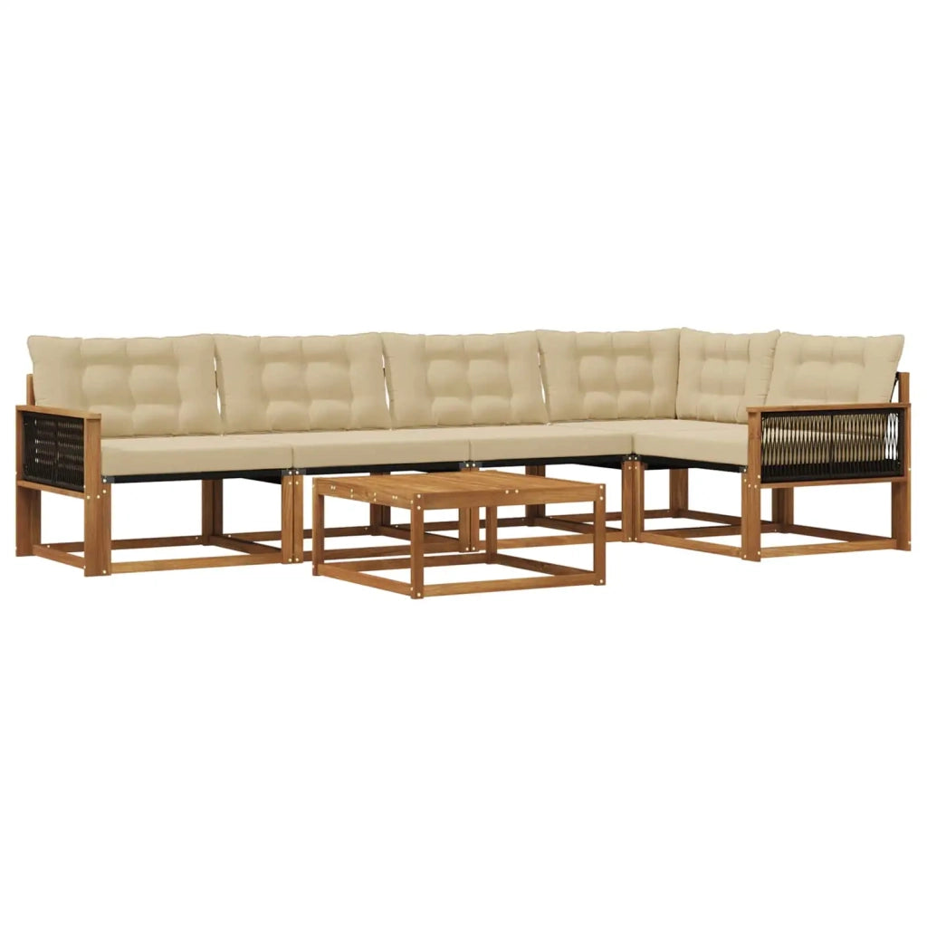 Set di divani da esterno con cuscino 6 pcs Naturale e Beige 3381441