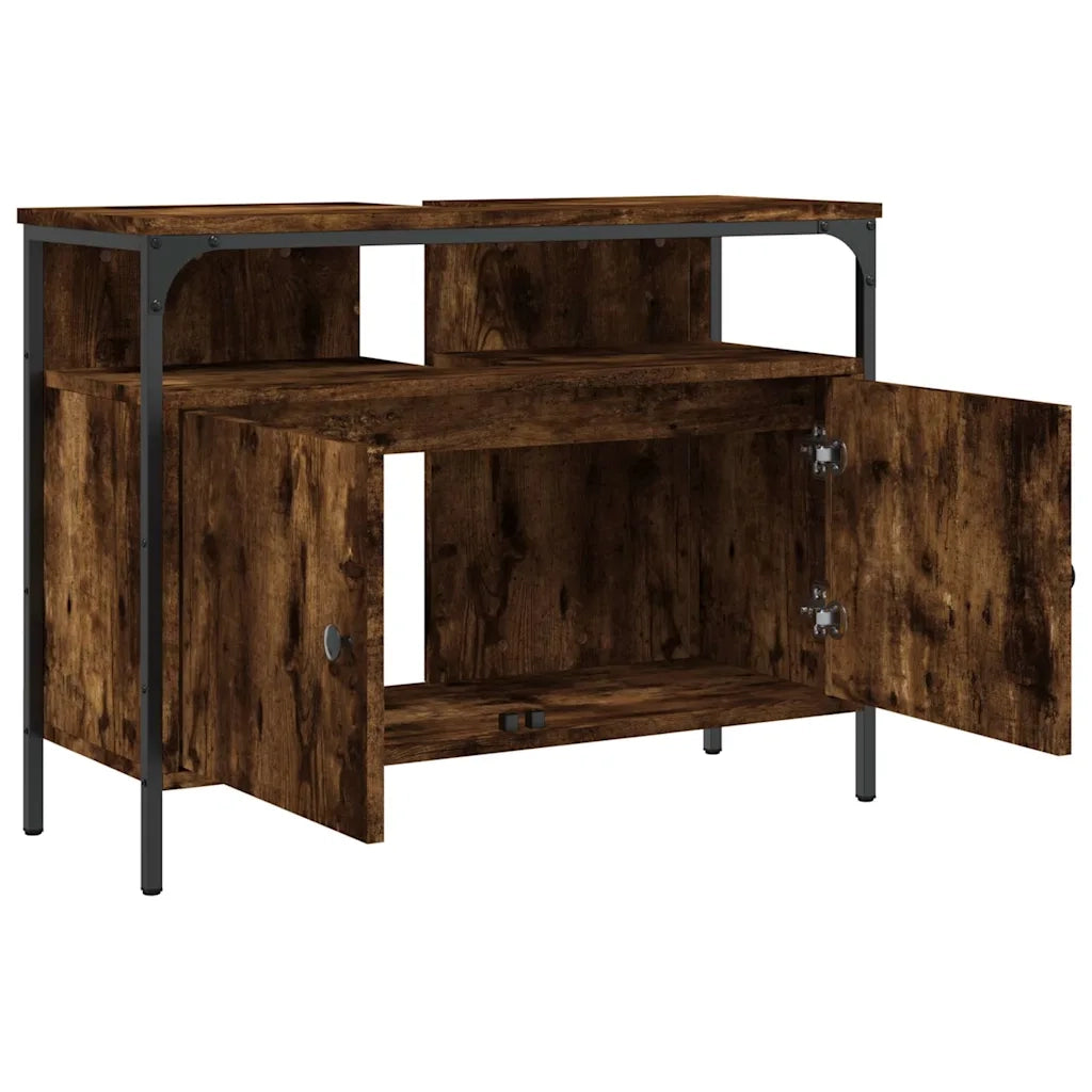 Mobile Lavabo Bagno Rovere Fumo 80x30x60 cm Legno Multistrato 842443