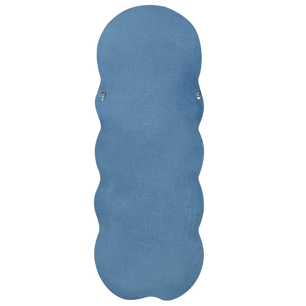 Specchio da parete blu con cornice in MDF, vetro 57 x 160 cm, forma irregolare, pezzo decorativo da parete, stile moderno.