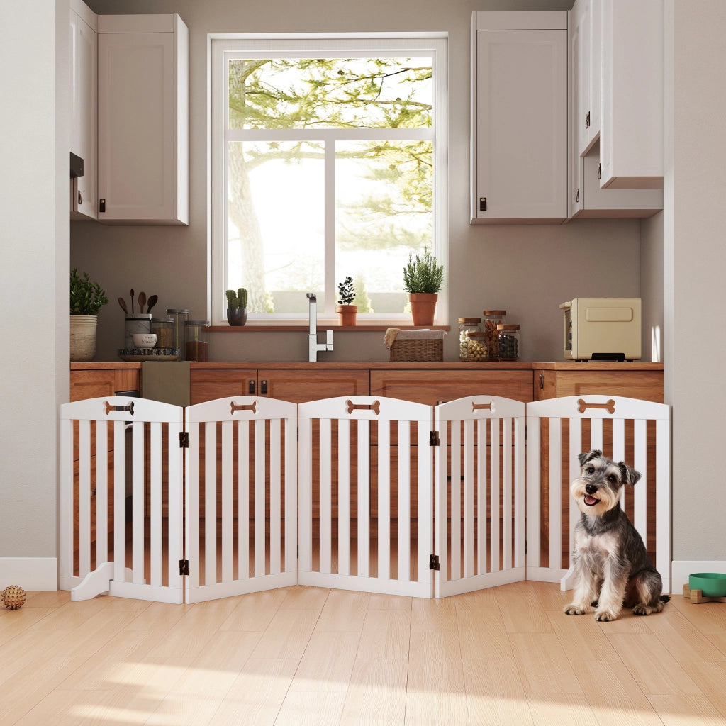 Cancelletto per Cani Autoportante ¨C Xylo ¨C 258x30x61 cm Bianco