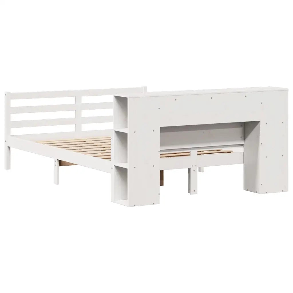 Letto Libreria senza Materasso Bianco 135x190 cm Legno di Pino 3322198