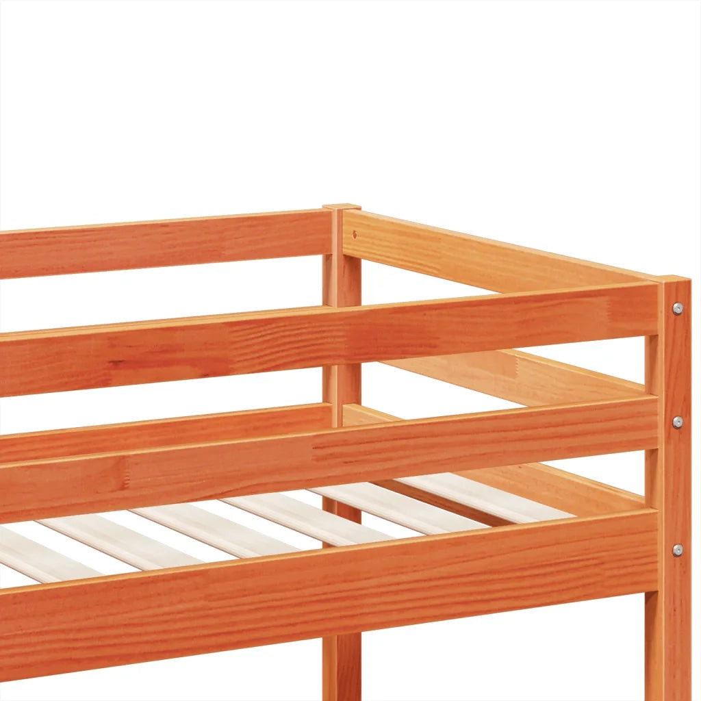 Letto a Castello Marrone Cera 75x190 cm in Legno di Pino