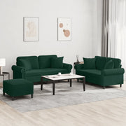 Set di Divani 3 pz con Cuscini Verde Scuro in Velluto 3202242