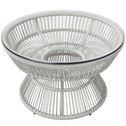 Tavolino da giardino rotondo ¨C zephmum ¨C in resina effetto rattan con piano in vetro temperato ?60x37 cm