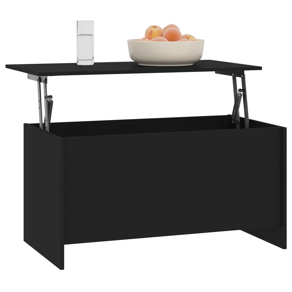 Tavolino da Salotto Nero 102x55,5x52,5 cm in Legno Multistrato 809666
