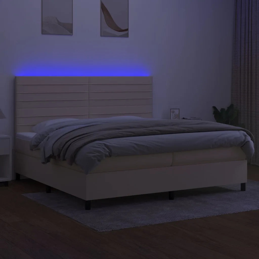 Letto a Molle Materasso e LED bianco 200x200cm in Tessuto 3134986