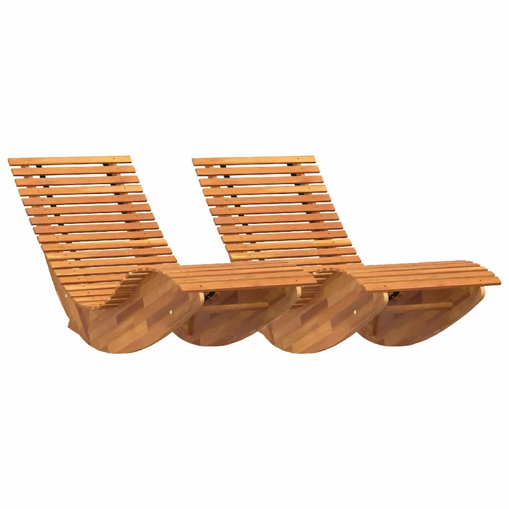 Lettino 2 pcs Marrone 154 x 60 x 74 cm Legno di Acacia Massello 4103881