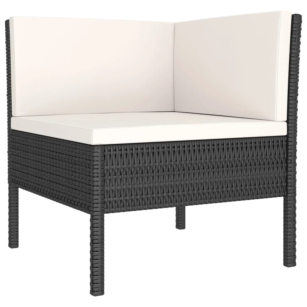 Set di mobili da giardino in polyrattan 9 pezzi con cuscini nero 02_0018146
