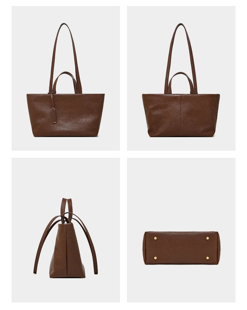 Borsa a tracolla da donna in vera pelle marrone