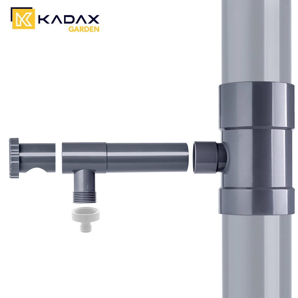 Collettore di acqua piovana KADAX con valvola di raccolta per grondaia da 100 mm