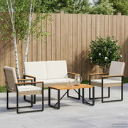 Set Mobili da Esterno 4 pcs Beige e Bianco Crema polyrattan