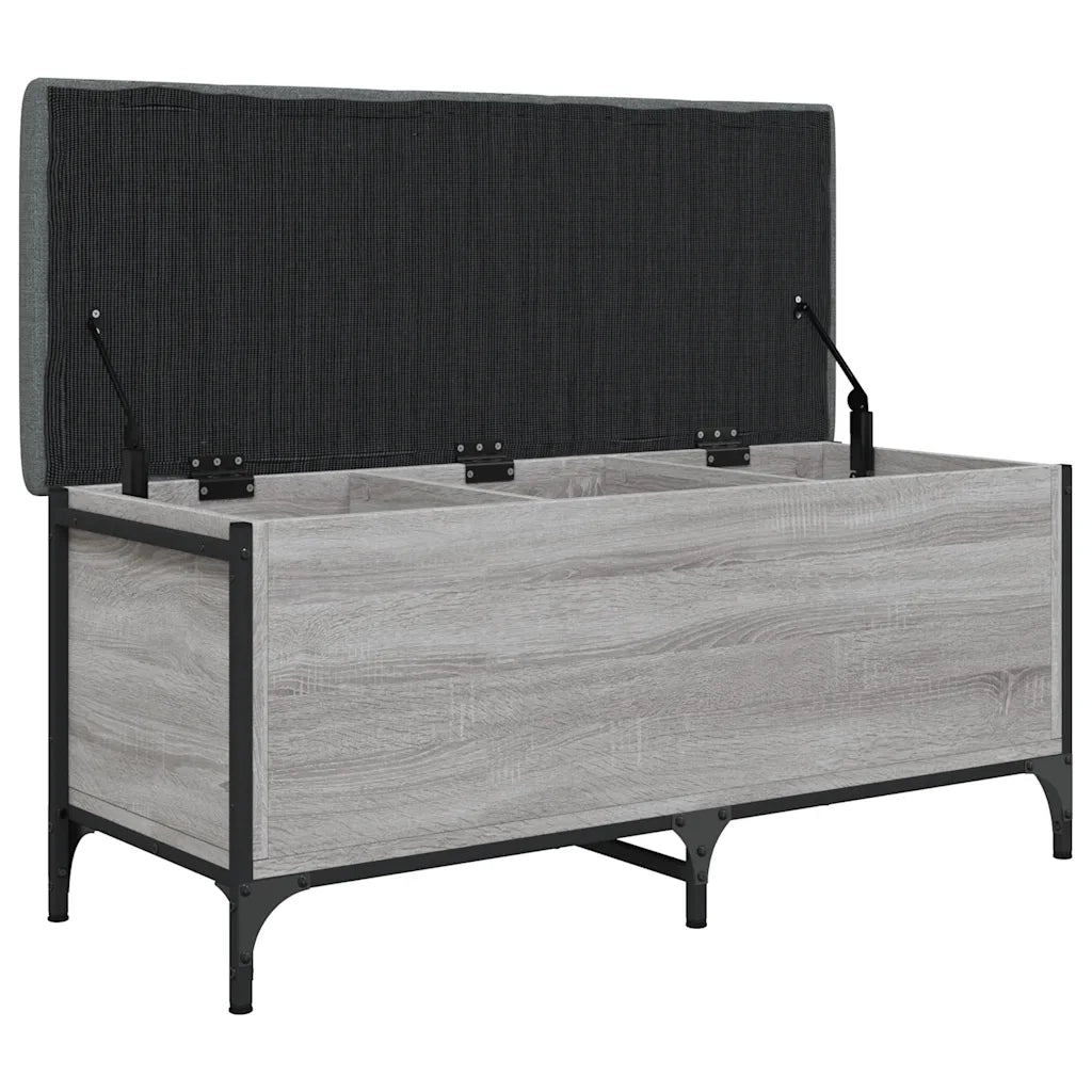 Panca Portaoggetti-Sgabello-Panca con Contenitore Grigio Sonoma 102x42x45 cm Legno Multistrato 241591