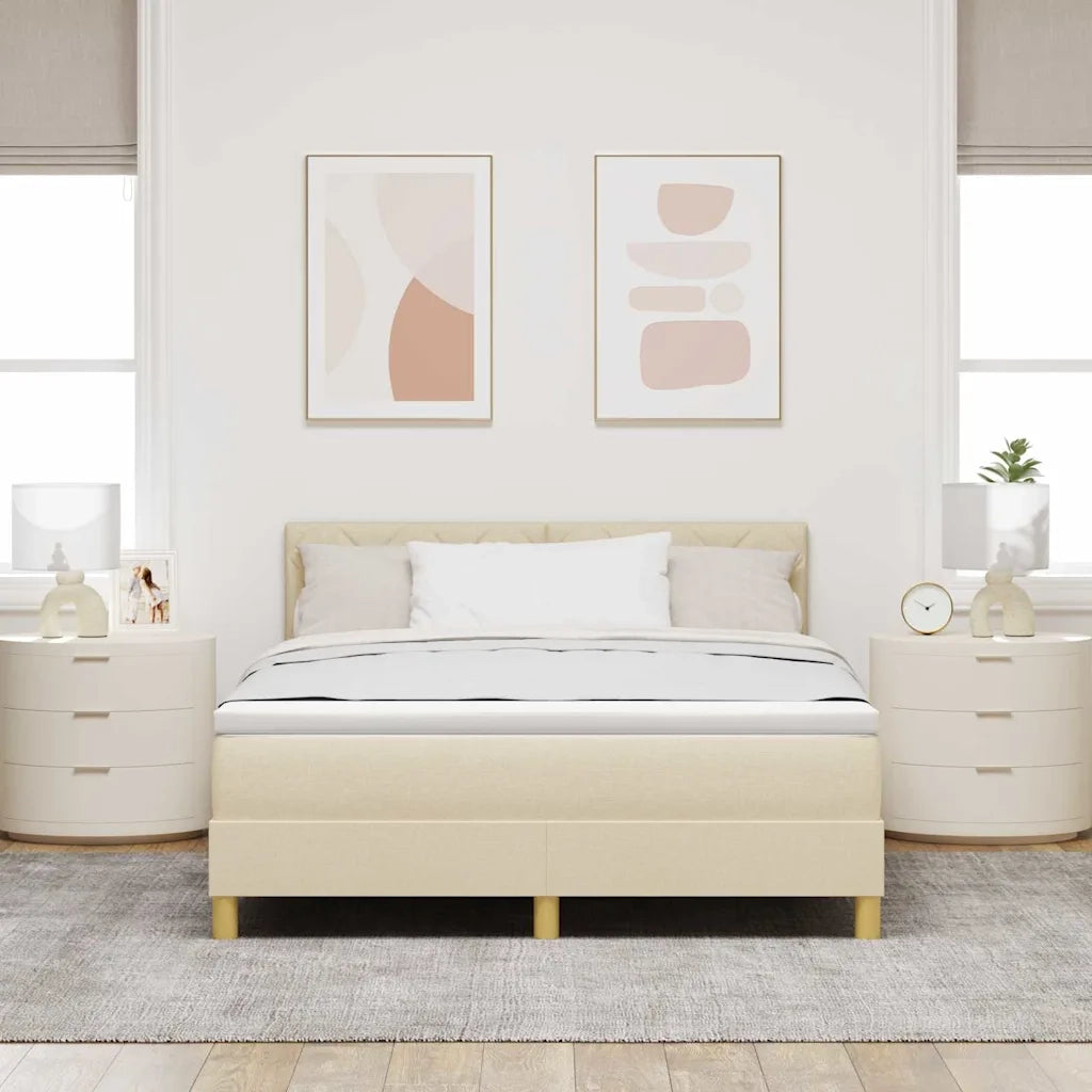 Letto a molle con cuscino Crema 160 x 200 cm Tessuto 3339012