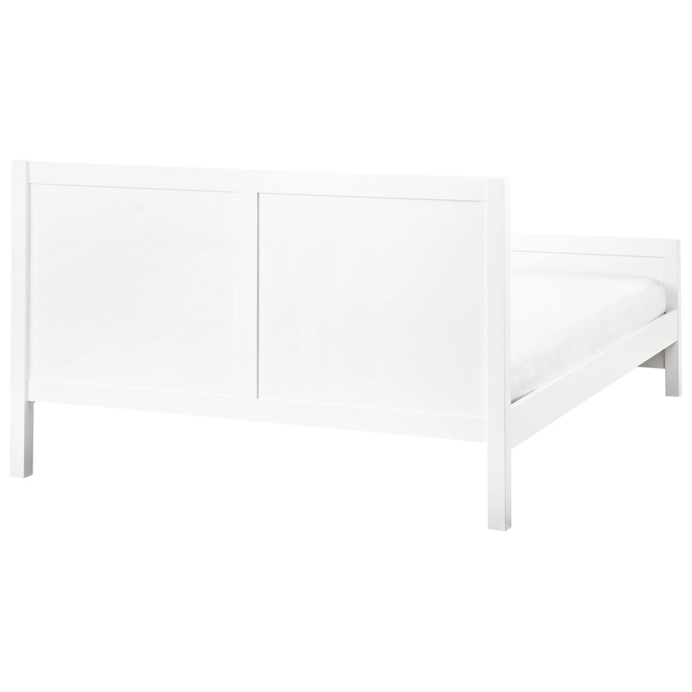 Letto Matrimoniale con Testiera Struttura a Doghe in Legno bianco 160 x 200 cm stile moderno