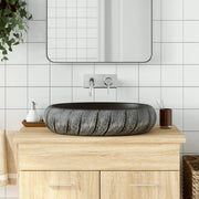 Lavabo da Appoggio Nero e Grigio Ovale 59x40x15 cm Ceramica 155080