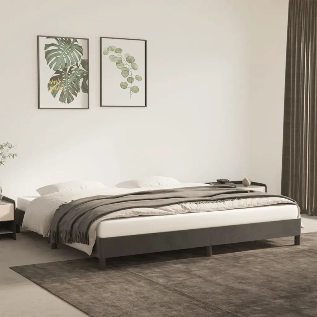 Giroletto senza Materasso Grigio Scuro 200x200 cm Velluto 346995