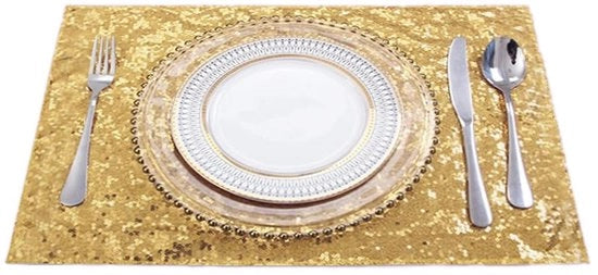 Set di assorbitori per tavolo da 2 - Assorbitore liscio con pailletten - Resistente al calore - Lavabile - 30 x 45 cm - Adatto per interni/esterni - Sostegni per tavolo