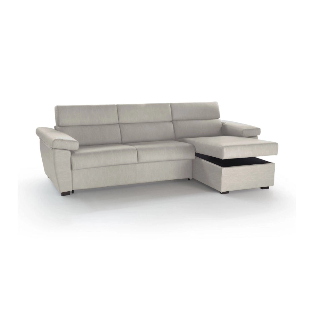 Tolle, Divano Letto con Penisola Sfoderabile Made in Italy, 285x160 cm Beige