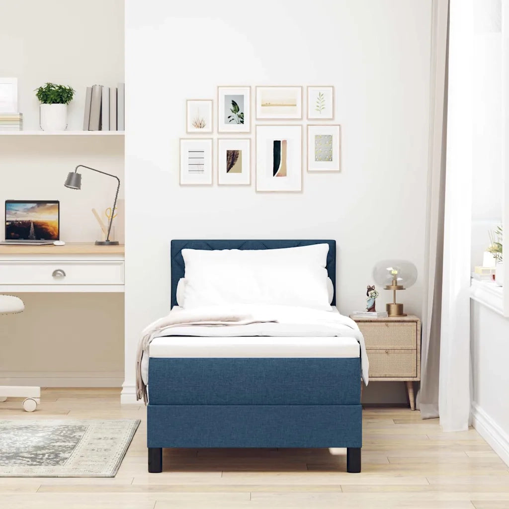 Letto a molle con materasso con led Blu 80 x 200 cm Tessuto