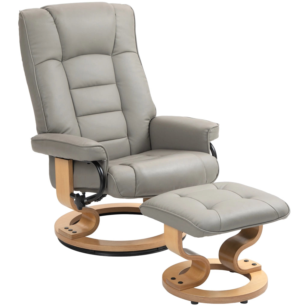 Poltrona relax reclinabile girevole con poggiapiedi ¨C Zephmum ¨C Grigio tessuto struttura legno