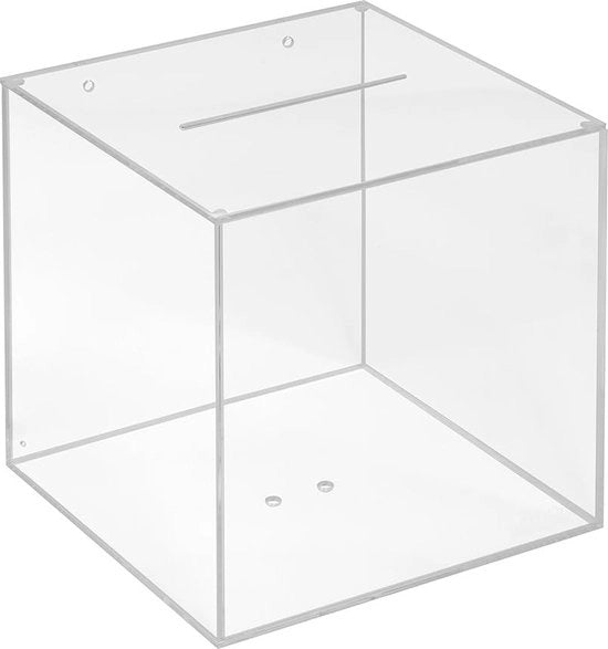 Scatola di vetrificazione trasparente in acrilico 200x200x200mm - Scatola di dispensa per monete e biglietti da visita