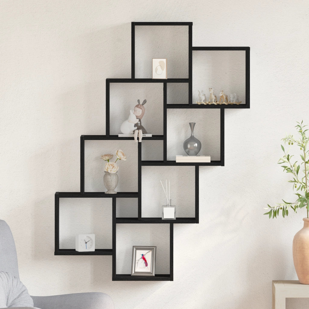 Armadio a Muro  Nero Rovere 90x15x119,5 cm in Legno Ingegnerizzato