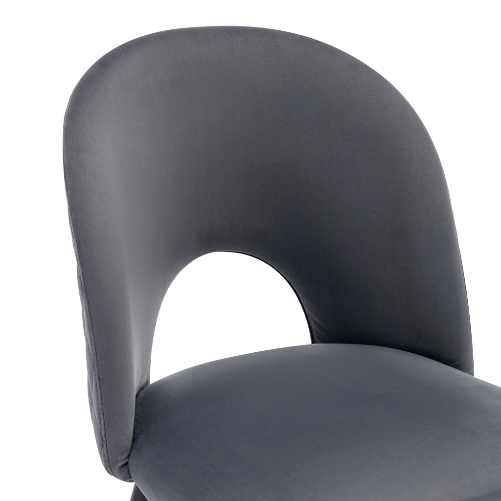 SEDIA Imbottita con Schienale 84 cm in Velluto Grigio con Gambe in Metallo