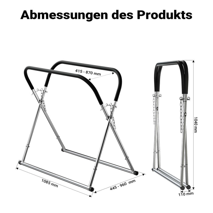 Cavalletto per parabrezza pieghevole regolabile in altezza max 75 kg supporto