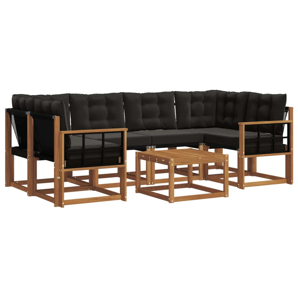 Set di divani da esterno con cuscino 7 pcs Naturale e Nero 3368455