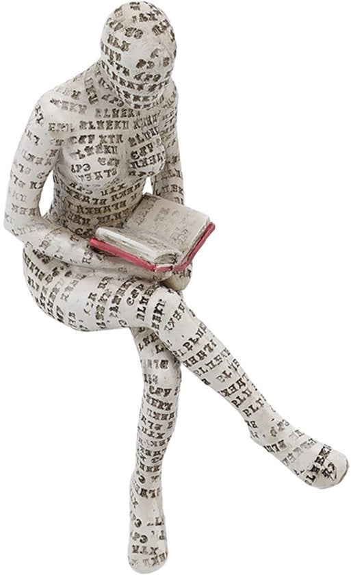 Decorazione per Interno - Statuetta Donna che Legge - Scultura in Cera - Decorazione per Bambini - Resistente alle Intemperie - Lavorazione a Mano - Finitura Esclusiva - Decorazione per Casa