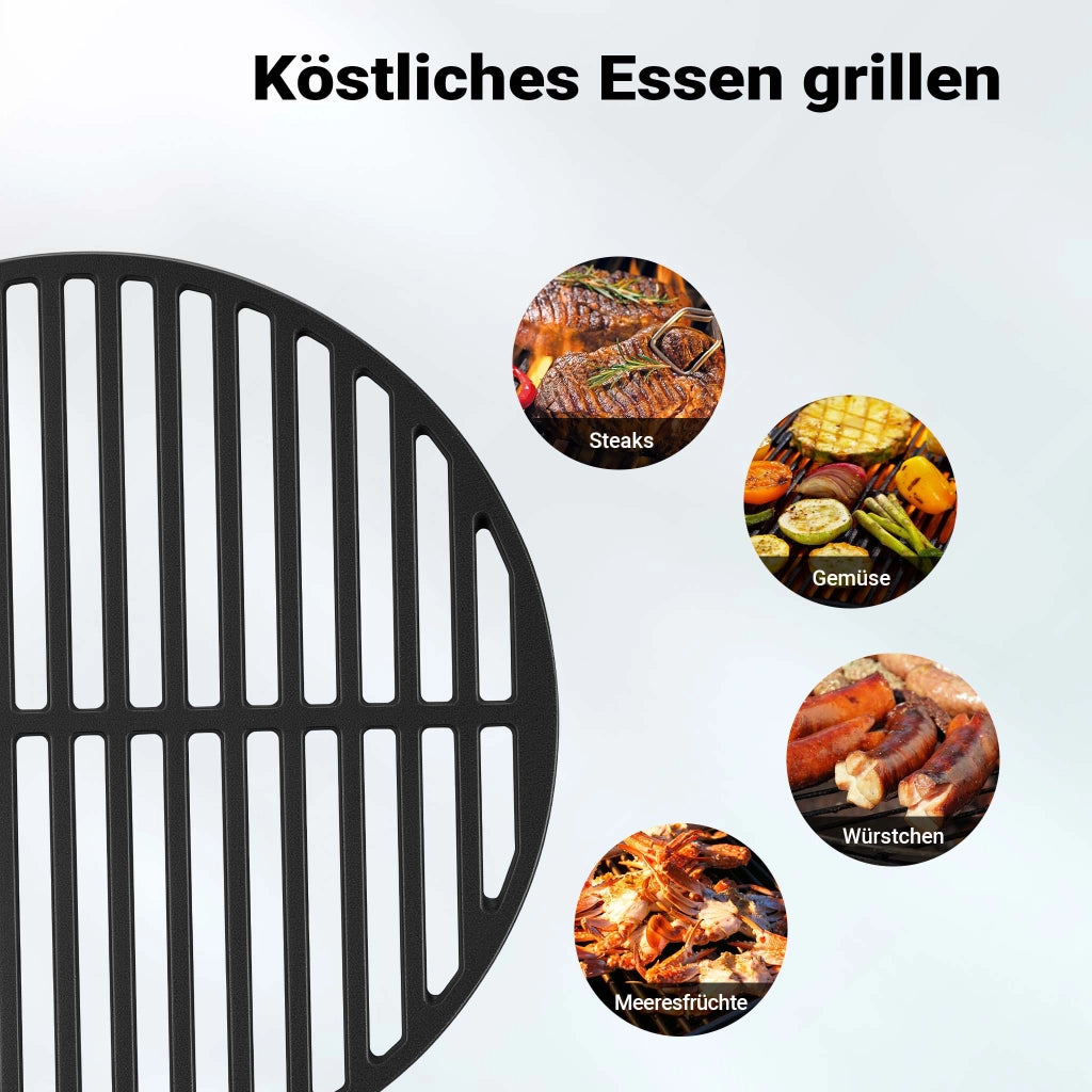 Griglia rotonda in ghisa 54,5 cm per barbecue tondo a carbone e a gas, kettle BBQ
