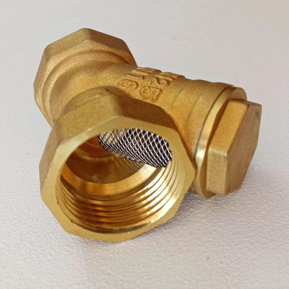 Raccordo ff a y 3/4 pollice dn 20 in ottone con filtro a retina inox