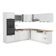 Vicco Cucina angolare completa Casa di campagna bianca/bianco 237 x 60 cm senza piano di lavoro