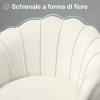 Poltrona di Design Stile Vintage Imbottita in Velluto, 79x77x77cm, Crema