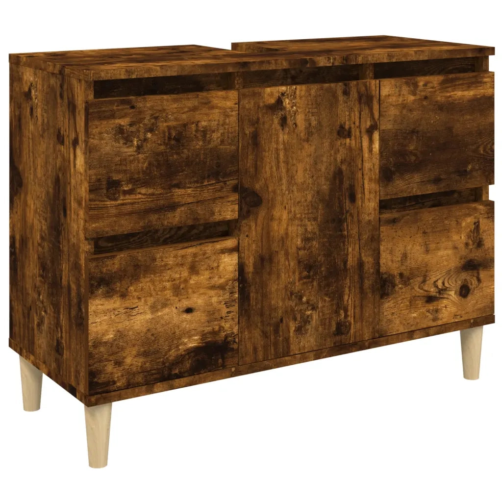 Mobile Lavabo Rovere Fumo 80x33x60 cm in Legno Multistrato 821273