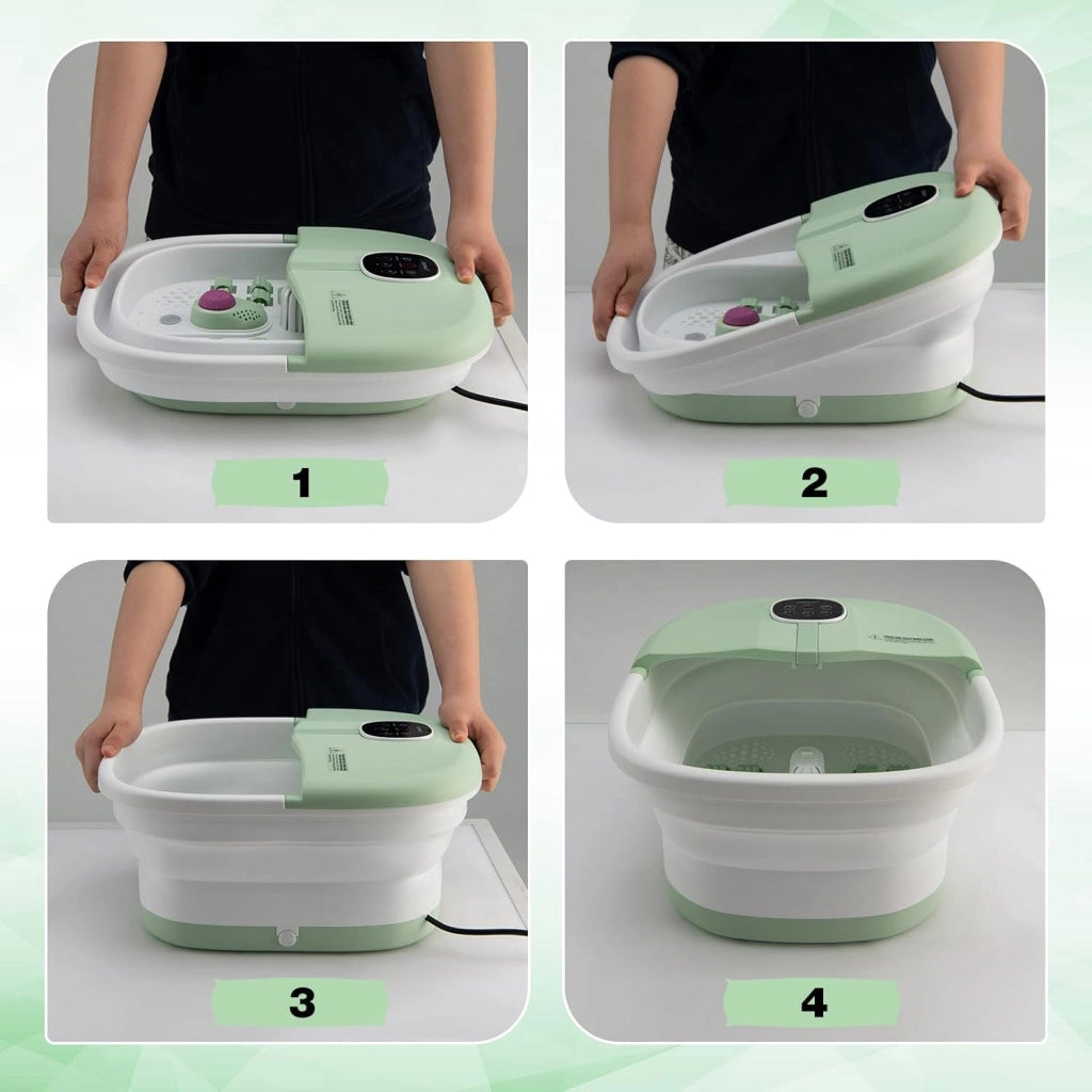 Pediluvio Massaggiatore Piedi Elettrico, Pediluvio Idromassaggio Plantare Pieghevole con Telecomando, 3 Temperature Regolabili, Timer, Fino al 45 (Verde)