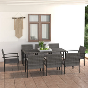 Set da Pranzo da Giardino 9 pz in Polyrattan Grigio cod mxl 36142