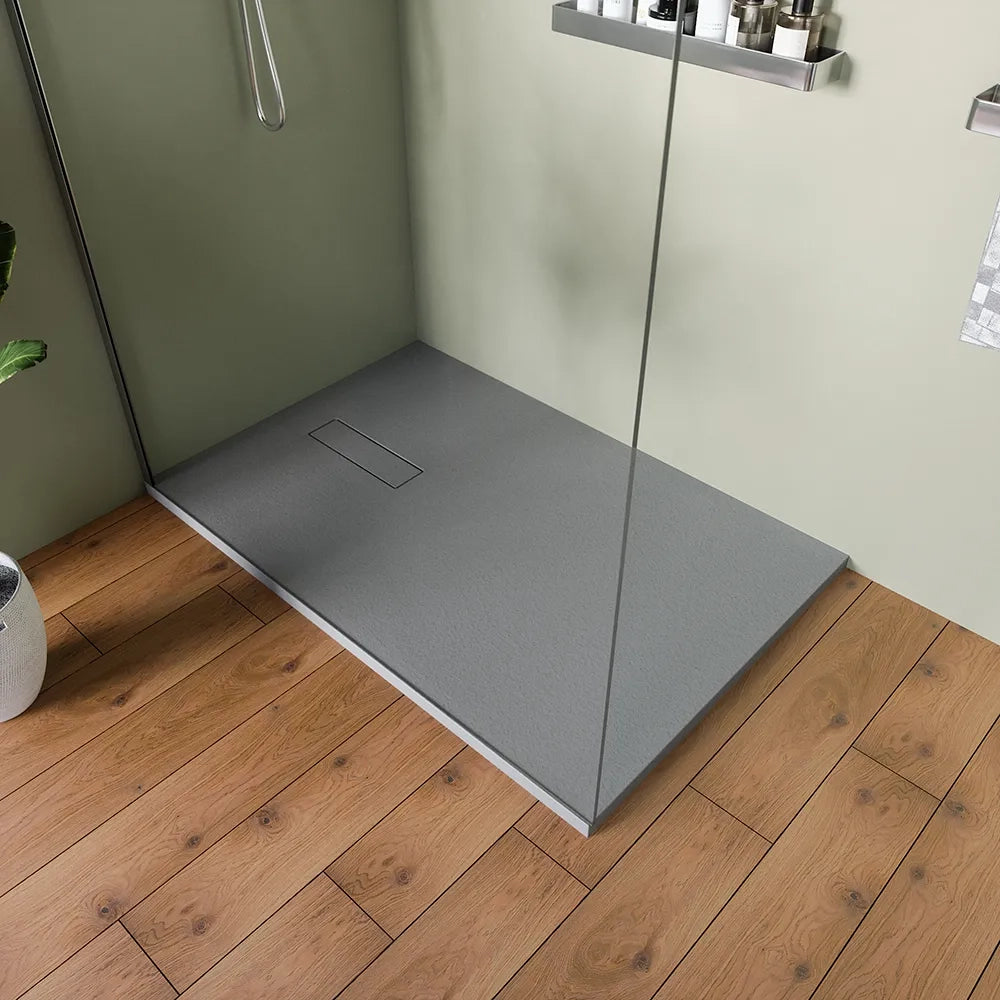 Piatto doccia 80x100 cm in marmoresina grigio effetto pietra | Merlera