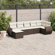 Set Divani da Giardino 7 pz con Cuscini Marrone in Polyrattan 3254020