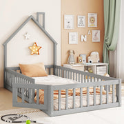 Letto a castello grigio con struttura a camino in pino 90x200 cm con rete a doghe