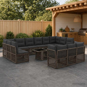Set Divano da Giardino 14 pz Grigio polyrattan 3436556