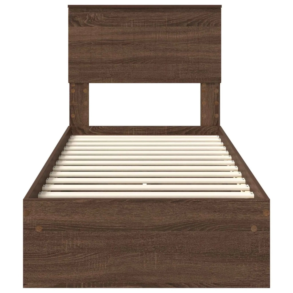 Letto con Contenitore con testiera Rovere Marrone 75 x 190 cm
