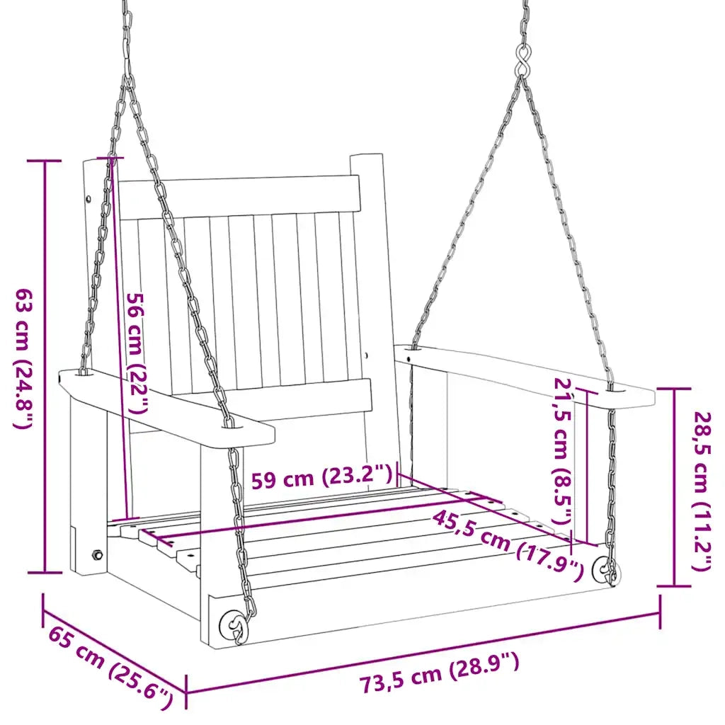 Dondolo da Giardino Catene in Metallo Nero in Legno di Abete 4008976